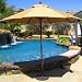 9ft Round Market Umbrella Double Pulley Lift by Galtech Quick Ship