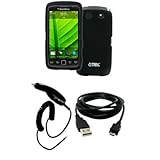 EMPIRE Black Rubberized Hard Case Cover + Car Charger (CLA) + USB Data Cabl ....