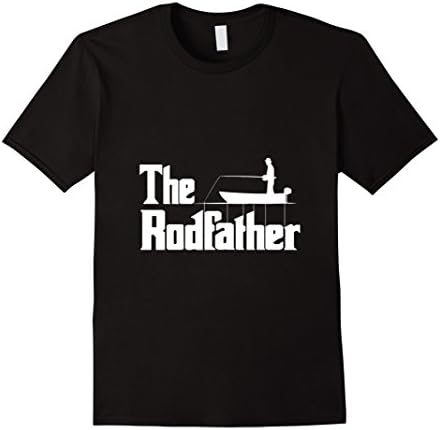 Men's The Rodfather Fishing T-Shirt Funny Fishing Joke Tee 3XL Black