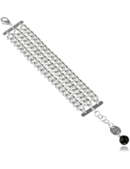 1AR by UnoAerre Fine Silver Electroplated Triple Twisted Bracelet Purple Crystal Faceted Bead Link Bracelet, 7.5"
