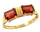 14K Yellow or White Gold Twin Octagon Gemstone Ring-Garnet-full, half sizes from 5-8.5