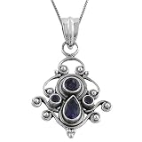 Glamorous 1.26 Ct. Iolite Pendant With 18 Inch Box Chain