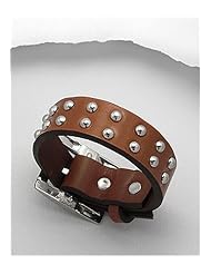 Brown Leather Bracelet In White Base