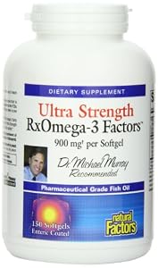 Natural Factors Ultra Rxomega-3 Factors EPA/DHA 900mg One-per-day Enteric Coated Softgels, 150-Count