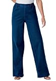 Relaxed wide-leg pull-on stretch jeans