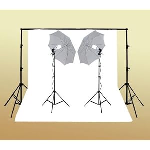 ePhoto 800WATT Photography Video Photo Studio Continous Portrait light Lighting kit, 10' X 20' White Muslin Backdrop with Heavy Duty Background Support Light Stand System + Carrying Bag by ePhoto INC K15+10x20W