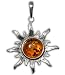 Certified Genuine Honey Amber and Sterling Silver Flaming Sun Medium Pendant