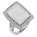 Rectangle Genuine Mother-of-Pearl CZ Diamond Ring