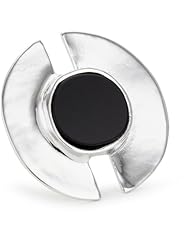 RAIN Silver-Tone with Black Stone Adjustable Ring