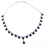 Silver Indian Necklace Chains Lapiz Gemstone Jewelry 17 inches (gnklc270)