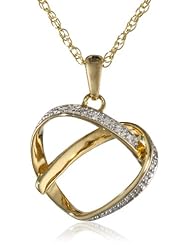 Yellow Gold Plated Sterling Silver Crisscross Heart Diamond Pendant Necklace (0.04 cttw, I-J Color, I2-I3 Clarity), 18"