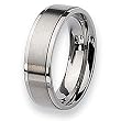 Ridged Edge Brushed and Polished Titanium Ring (7.0 mm) - Sizes 6-13