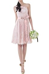 Natural   Waistline One Shoulder Lace Bridesmaid Dress/Prom Dress  With a Sash 