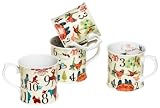 Rosanna 12 Days of Christmas Mugs, Set of 4