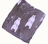 ひざ掛け ハーフケット ひざかけ 裏ボア ブランケット 肩掛け　ウオームケット　ショルダーケット　ベビーカー　暖か掛け物　オムツ替えシート　内祝い　出産祝い　ギフト　ベビー (グレー地にクマ)