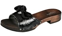SOFTCLOX Jessica Damen biegsamer Holzschuh, schwarz