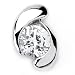 Bright Solid Sterling Silver Cubic Zirconia Rhodium Plated Pendant with Round Cubic Zirconia Stone.
