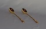 Heavy Gold Demi Spoon 2 Spoons Straight and Angled Lines