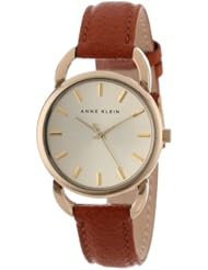 Anne Klein Womens AK/1206CHHY Gold-Tone Open Lug Honey Leather Strap Watch