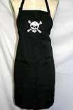 Black Embroidered Apron with Skull and Crossbones
