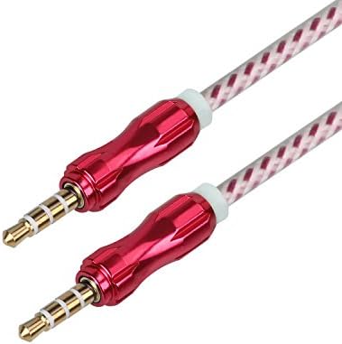 3ft Thin Audio Aux Cable Moniko 3.5mm Male to Male Auxiliary Cord for Car Stereos, iPhone, iPod, Mp3, Headphone and Cellphone -Red