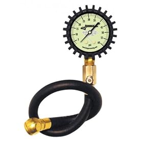 Longacre Racing Standard Tire Air Pressure Gauge 0-60 PSI by 1lb w/ 14" Ultra Flex Hose2" Glow in the Dark Face