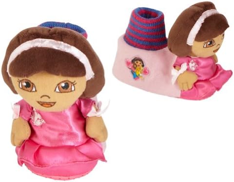 Dora The Explorer Plush Head Socktop Slippers Toddler Girl - Large (9-10)