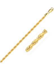 3.0mm 14K Yellow Gold Solid Rope Bracelet