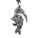 Sickle of Horror Skull Pewter Pendant with Adjustable Choker Cord