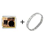 Rock And Roll Drums Italian Charm Bracelet