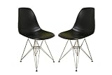 Baxton Studio Isidora Steel-Base Black Plastic Chair, Set of 2