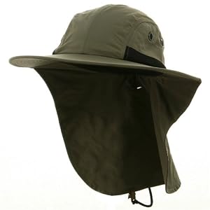4 Panel Large Bill Flap Hat-Olive W15S48B