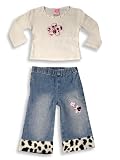 Lipstik - Infant Baby Girls Long Sleeved Pant Set, White, Denim