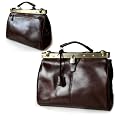 Arzttasche echt Leder Handtasche Glattleder braun mit Schloss