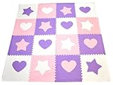 Tadpoles 16 Sq Ft Hearts and Stars Playmat Set, Pink/Purple/White