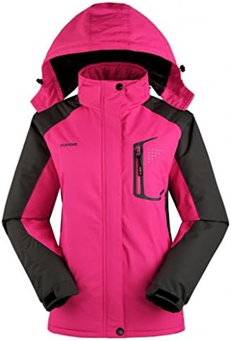 Ubon Women's Waterproof Mountain Jacket Fleece Windproof Ski Jacket(Rose Red,US XS/L)
