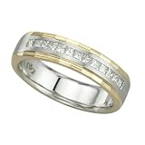 14K Two Tone Gold 1/2 ct. Princess Cut Diamond Men's Band