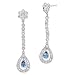 Pear-Shaped C.Z. Blue Topaz Diamond Sterling Silver Linear Earrings