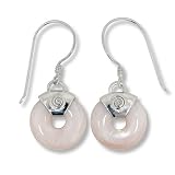 Sterling Silver Pink Mother-of-Pearl Circle Earrings by Sajen