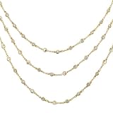 Gold Overlay Sterling Silver Cubic Zirconia Station Necklace by Charles Winston, 60"