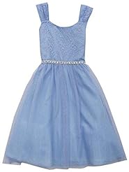 Girls Glittering Lace Full-Skirt  Dress