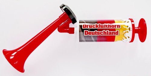1 x Drucklufthorn Deutschland ohne Gas Party-Horn mit Pumpe Fanartikel WM EM