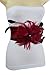 TFJ Women Elastic Wide Belt Waist Hip Black Feathers Plus M L XL Red