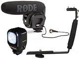Rode VideoMic Pro Compact Directional On-camera Shotgun Microphone with Polaroid CVL-18 Studio Series Camcorder Video Light & Polaroid Camcorder/DSLR Dual Shoe Camera Bracket