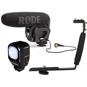 Rode Videomic Pro Compact Directional On-camera Shotgun Microphone With Polaroid Cvl-18 Studio Series Camcorder Video Light & Polaroid Camcorder/dslr Dual Shoe Camera Bracket