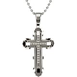 14K Ion Plated Stainless Steel Diamond Cross Pendant - 0.09 Ct.