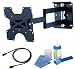 Full-motion wall mount Black Bracket with 425mm extension-Double Arm fits 17 19 20 22 23 24 26 27 28 32 inch LCD / LED / Plasma TV of ALL MAKES ALL MODELS comes with FREE GOLD HDMI CABLE AND SCREEN CLEANING KIT
