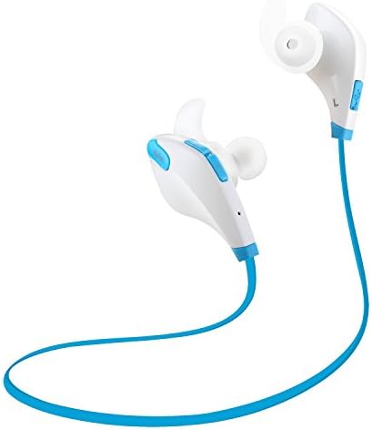 Bluetooth Headphones V4.1 Wireless Sport Stereo In-Ear Noise Cancelling Sweatproof Headset with A2DP/Mic for iPhone 7 Samsung Galaxy S7 and Android Phones (White+Blue)