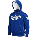 MLB Los Angeles Dodgers Long Sleeve Hooded Fleece Pull Over (Deep Royal/White, Xx-Large)