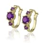 18k Gold Plated Sterling Silver African Amethyst Hoop Earrings (0.7" Diameter)